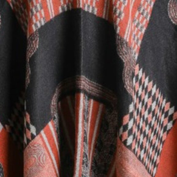 #205 Baroque Style Frayed Edge Knit Ruana Shawl - Picture 5 of 5